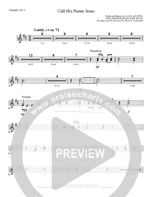 Call His Name Jesus (Choral Anthem SATB) Trumpet 2/3 (Word Music Choral / Arr. Cliff Duren)