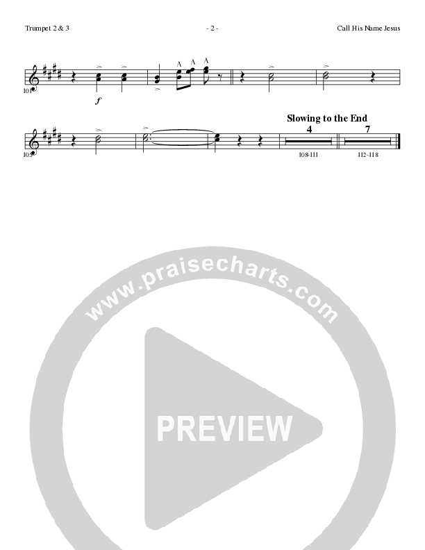 Call His Name Jesus (Choral Anthem SATB) Trumpet 2/3 (Word Music Choral / Arr. Cliff Duren)