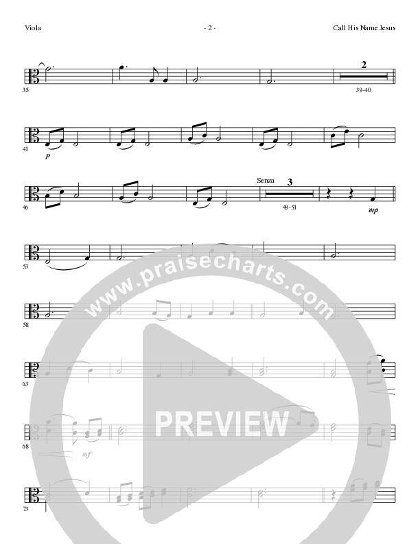 Call His Name Jesus (Choral Anthem SATB) Viola (Word Music Choral / Arr. Cliff Duren)