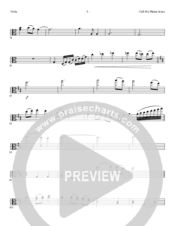 Call His Name Jesus (Choral Anthem SATB) Viola (Word Music Choral / Arr. Cliff Duren)