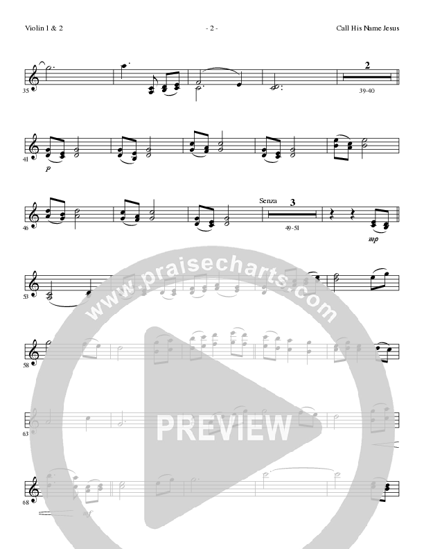 Call His Name Jesus (Choral Anthem SATB) Violin 1/2 (Word Music Choral / Arr. Cliff Duren)