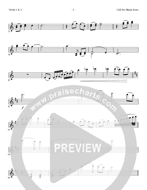 Call His Name Jesus (Choral Anthem SATB) Violin 1/2 (Word Music Choral / Arr. Cliff Duren)