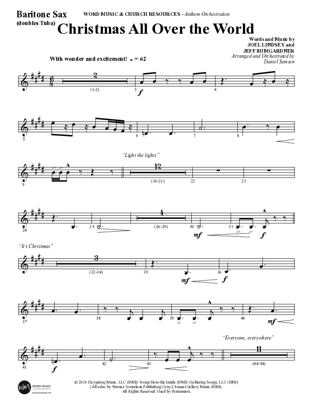 Christmas All Over The World (Choral Anthem SATB) Bari Sax (Word Music Choral / Arr. Daniel Semsen)