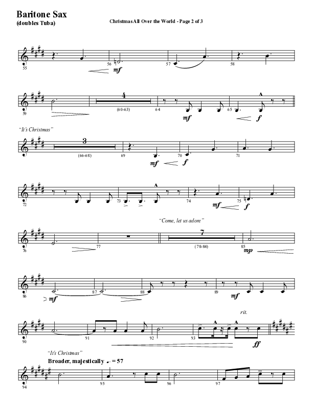 Christmas All Over The World (Choral Anthem SATB) Bari Sax (Word Music Choral / Arr. Daniel Semsen)