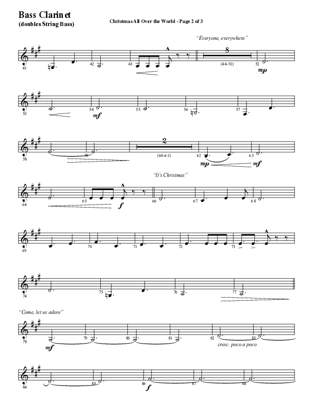 Christmas All Over The World (Choral Anthem SATB) Bass Clarinet (Word Music Choral / Arr. Daniel Semsen)