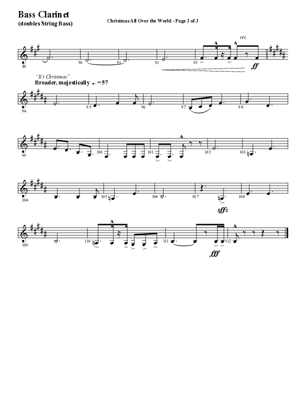 Christmas All Over The World (Choral Anthem SATB) Bass Clarinet (Word Music Choral / Arr. Daniel Semsen)