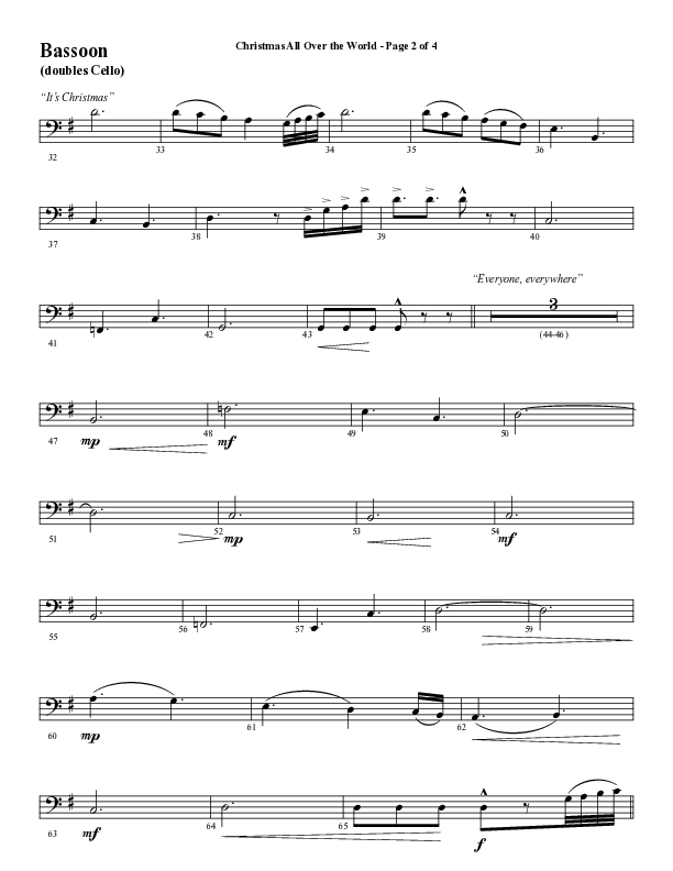 Christmas All Over The World (Choral Anthem SATB) Bassoon (Word Music Choral / Arr. Daniel Semsen)