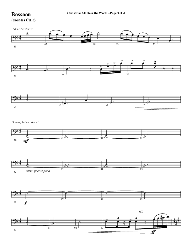 Christmas All Over The World (Choral Anthem SATB) Bassoon (Word Music Choral / Arr. Daniel Semsen)