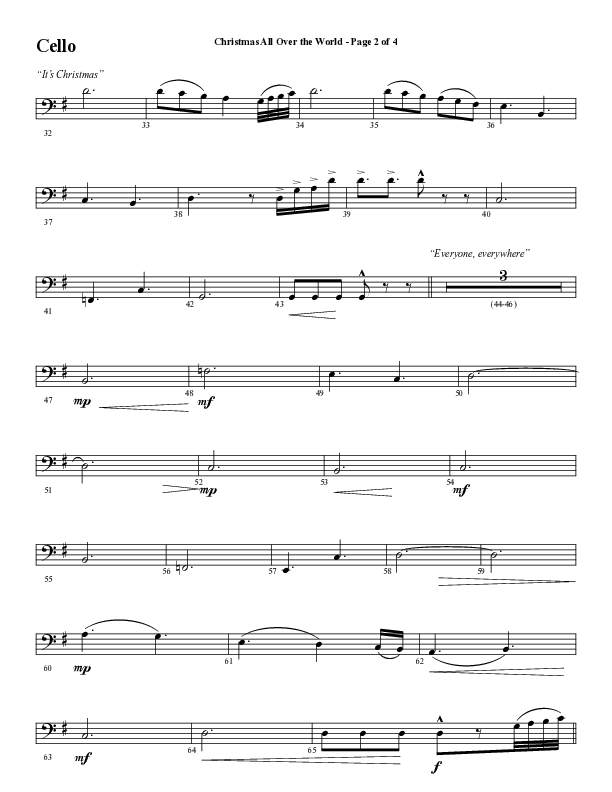 Christmas All Over The World (Choral Anthem SATB) Cello (Word Music Choral / Arr. Daniel Semsen)