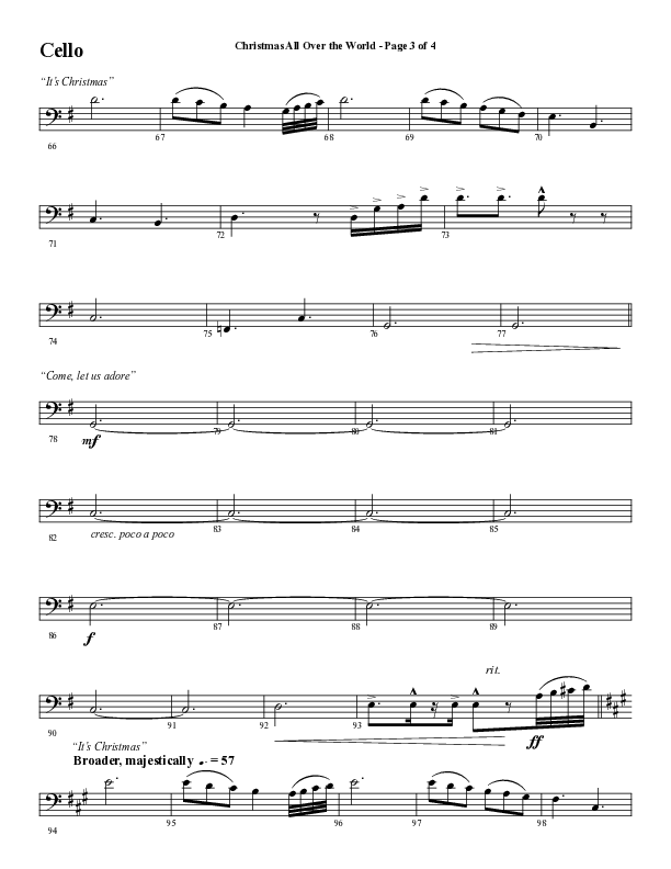 Christmas All Over The World (Choral Anthem SATB) Cello (Word Music Choral / Arr. Daniel Semsen)
