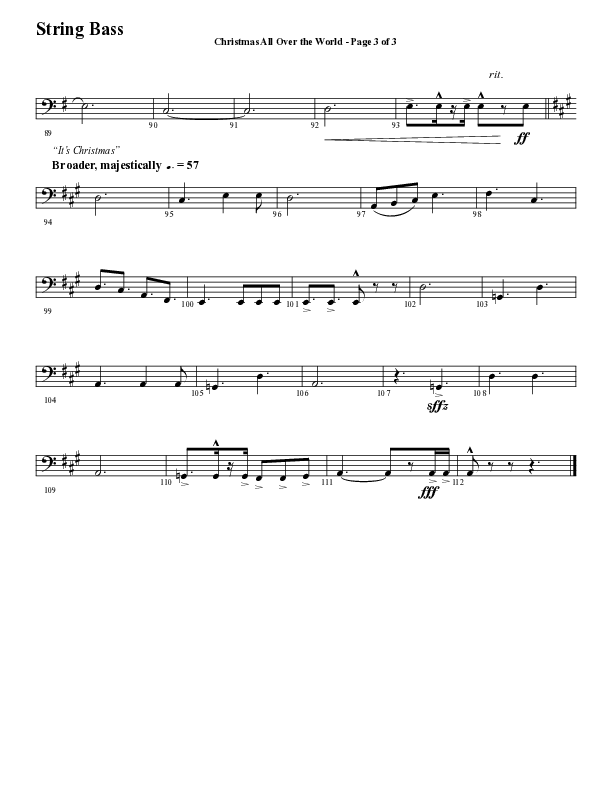 Christmas All Over The World (Choral Anthem SATB) Double Bass (Word Music Choral / Arr. Daniel Semsen)