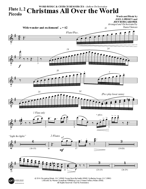 Christmas All Over The World (Choral Anthem SATB) Flute/Piccolo (Word Music Choral / Arr. Daniel Semsen)