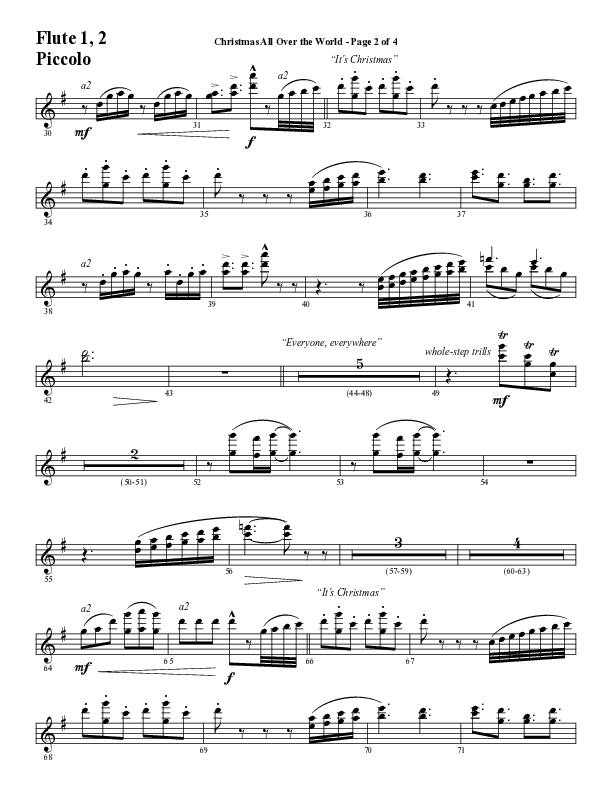 Christmas All Over The World (Choral Anthem SATB) Flute/Piccolo (Word Music Choral / Arr. Daniel Semsen)