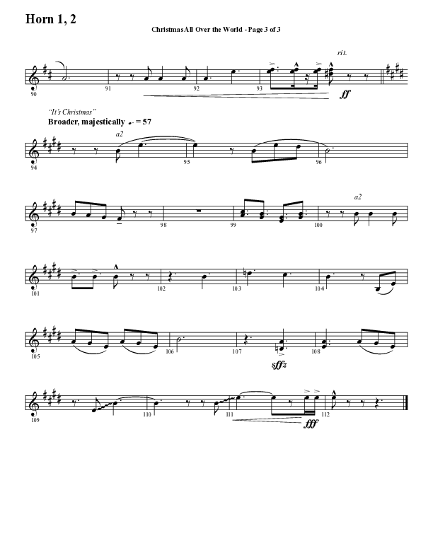 Christmas All Over The World (Choral Anthem SATB) French Horn 1/2 (Word Music Choral / Arr. Daniel Semsen)