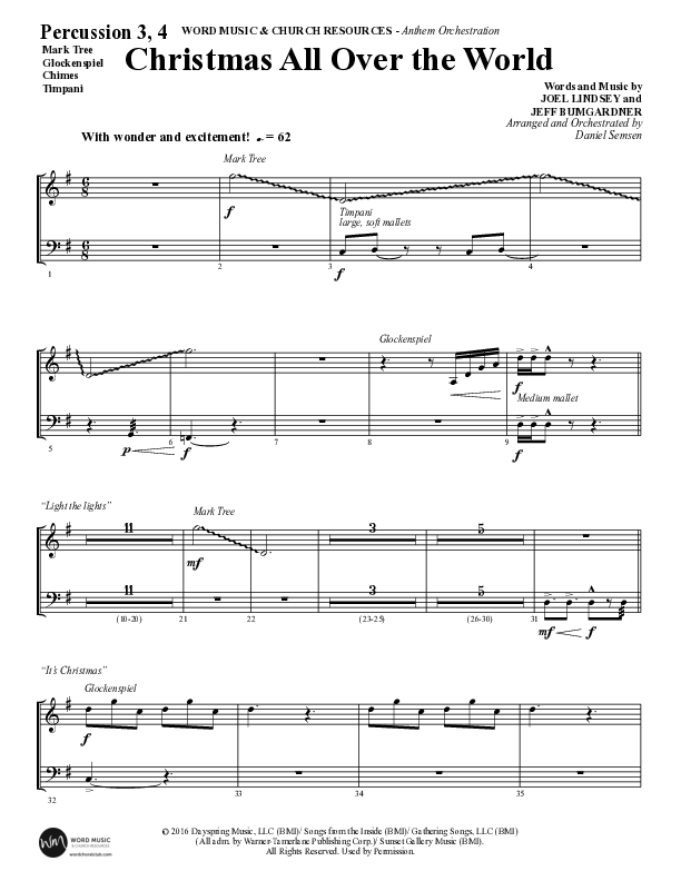 Christmas All Over The World (Choral Anthem SATB) Percussion (Word Music Choral / Arr. Daniel Semsen)