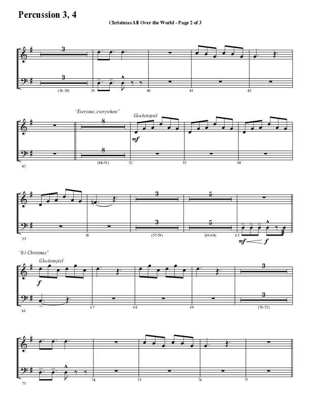 Christmas All Over The World (Choral Anthem SATB) Percussion (Word Music Choral / Arr. Daniel Semsen)