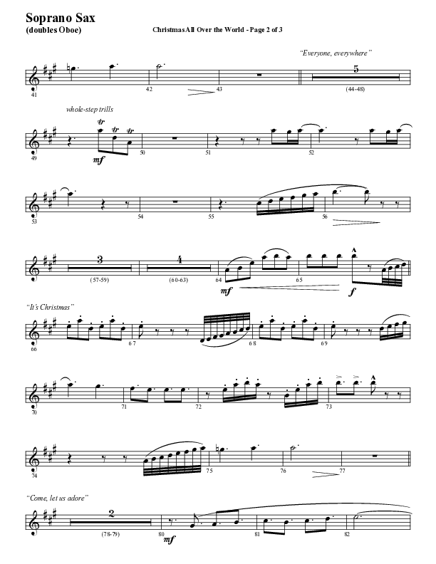 Christmas All Over The World (Choral Anthem SATB) Soprano Sax (Word Music Choral / Arr. Daniel Semsen)