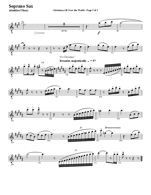 Christmas All Over The World (Choral Anthem SATB) Soprano Sax (Word Music Choral / Arr. Daniel Semsen)