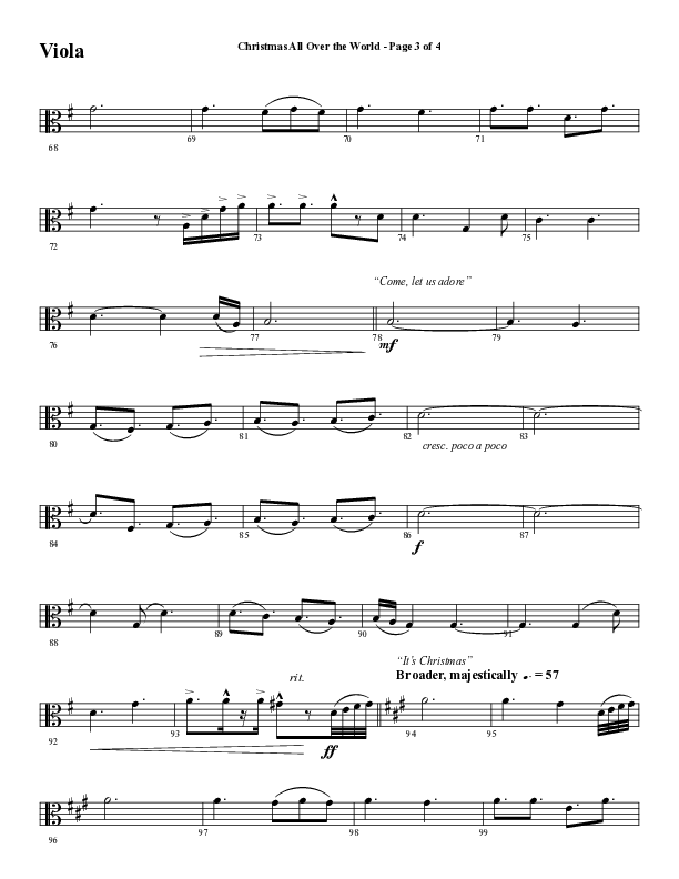 Christmas All Over The World (Choral Anthem SATB) Viola (Word Music Choral / Arr. Daniel Semsen)