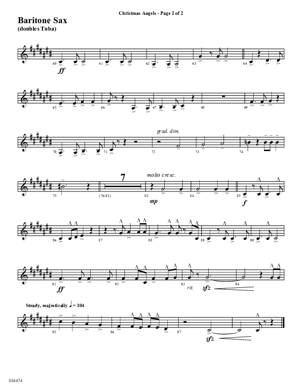 Christmas Angels (Choral Anthem SATB) Bari Sax (Word Music Choral / Arr. David Clydesdale)