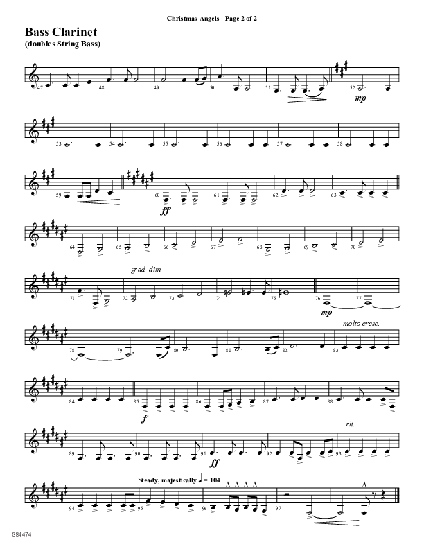 Christmas Angels (Choral Anthem SATB) Bass Clarinet (Word Music Choral / Arr. David Clydesdale)