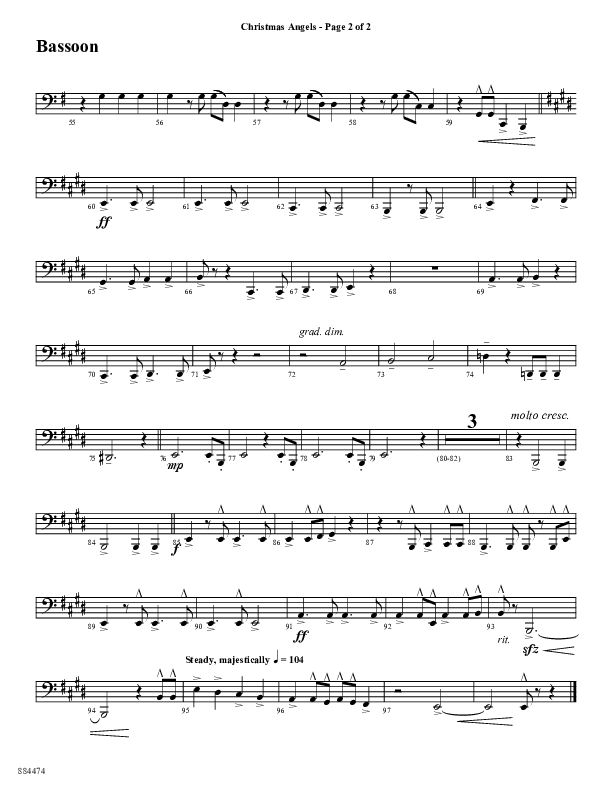 Christmas Angels (Choral Anthem SATB) Bassoon (Word Music Choral / Arr. David Clydesdale)