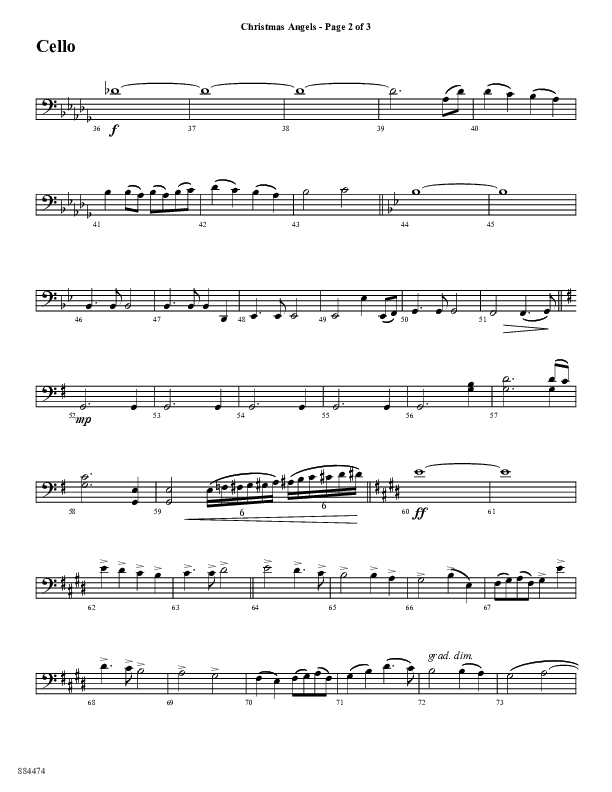 Christmas Angels (Choral Anthem SATB) Cello (Word Music Choral / Arr. David Clydesdale)
