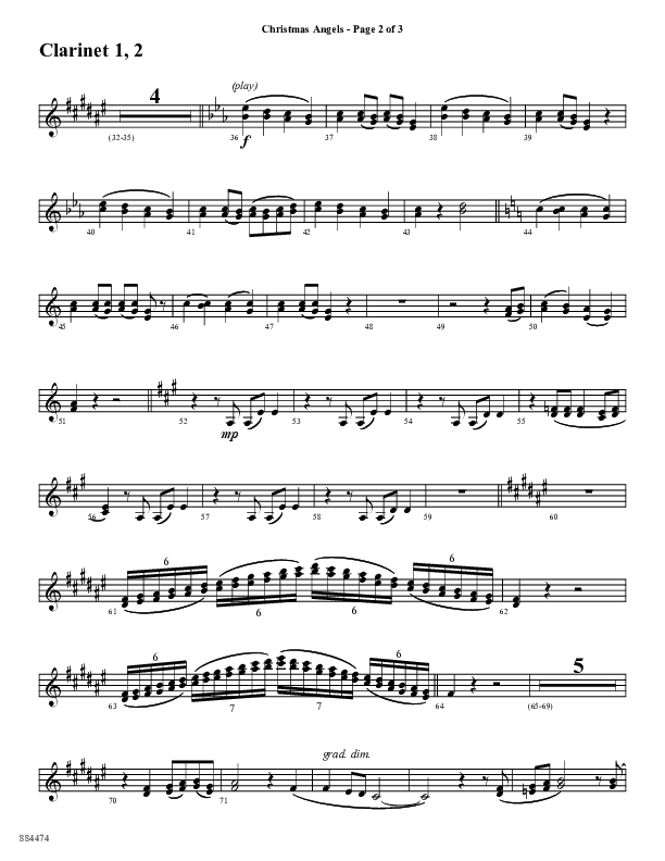 Christmas Angels (Choral Anthem SATB) Clarinet 1/2 (Word Music Choral / Arr. David Clydesdale)
