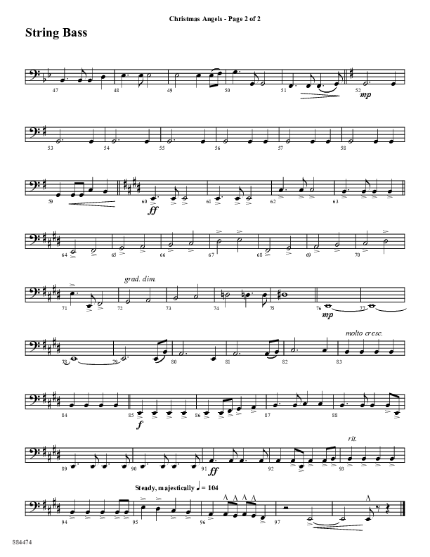 Christmas Angels (Choral Anthem SATB) Double Bass (Word Music Choral / Arr. David Clydesdale)
