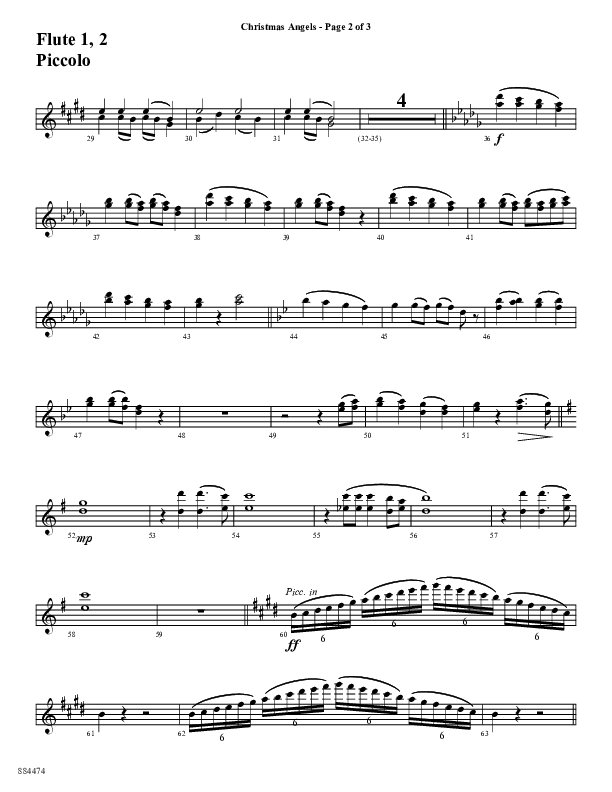 Christmas Angels (Choral Anthem SATB) Flute/Piccolo (Word Music Choral / Arr. David Clydesdale)