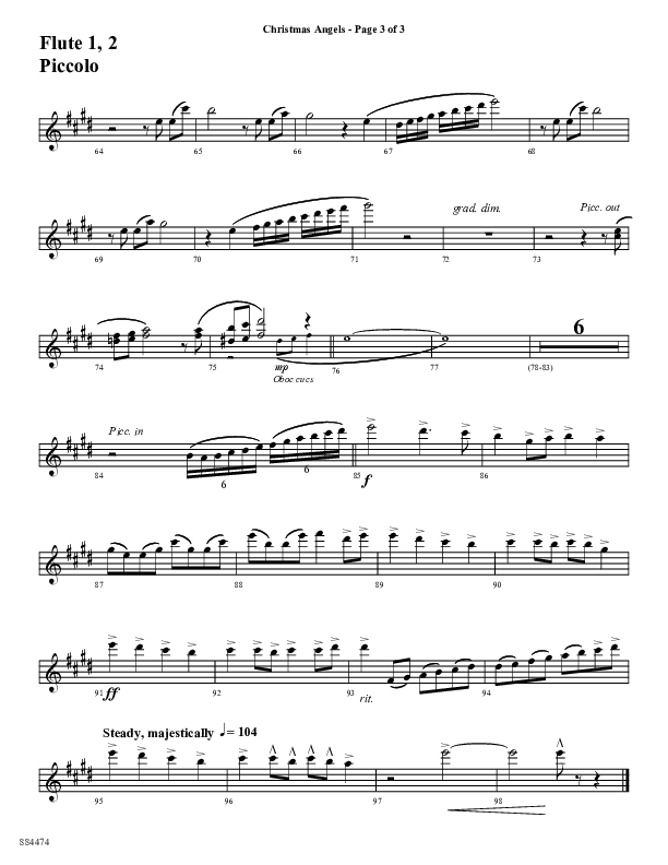 Christmas Angels (Choral Anthem SATB) Flute/Piccolo (Word Music Choral / Arr. David Clydesdale)