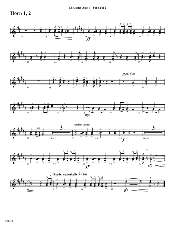 Christmas Angels (Choral Anthem SATB) French Horn 1/2 (Word Music Choral / Arr. David Clydesdale)