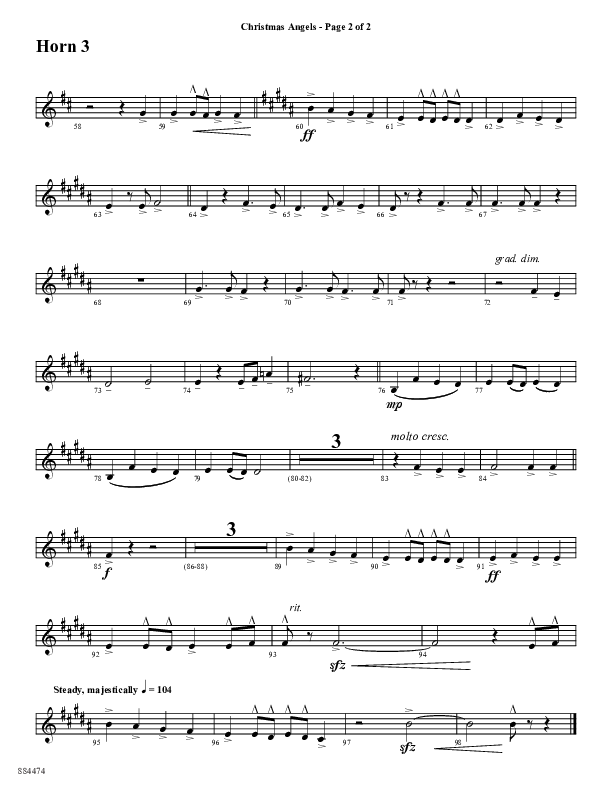 Christmas Angels (Choral Anthem SATB) French Horn 3 (Word Music Choral / Arr. David Clydesdale)