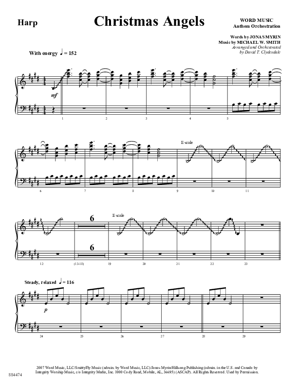 Christmas Angels (Choral Anthem SATB) Harp (Word Music Choral / Arr. David Clydesdale)