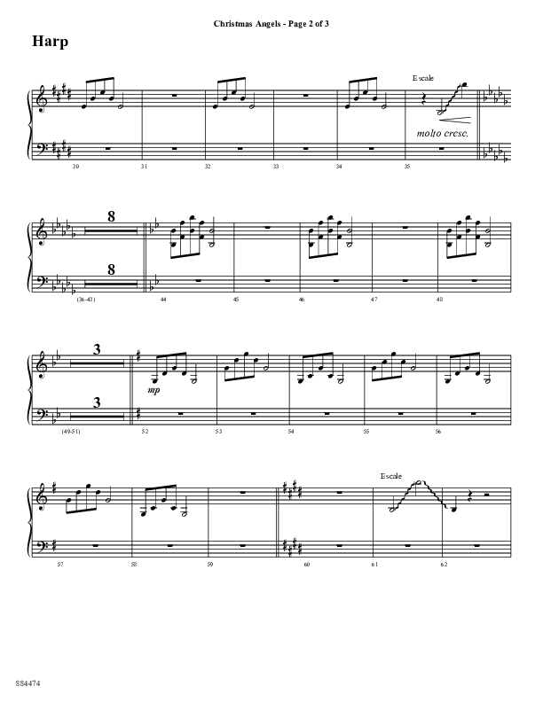 Christmas Angels (Choral Anthem SATB) Harp (Word Music Choral / Arr. David Clydesdale)