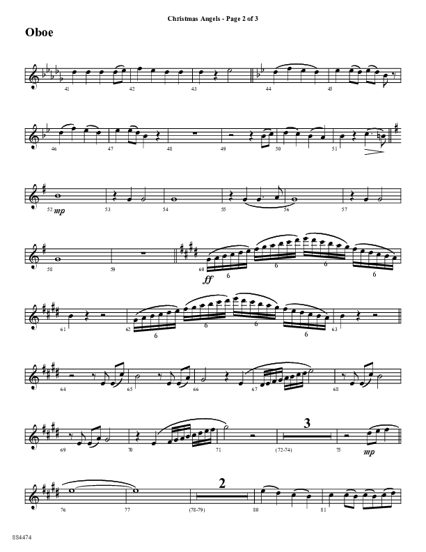 Christmas Angels (Choral Anthem SATB) Oboe (Word Music Choral / Arr. David Clydesdale)