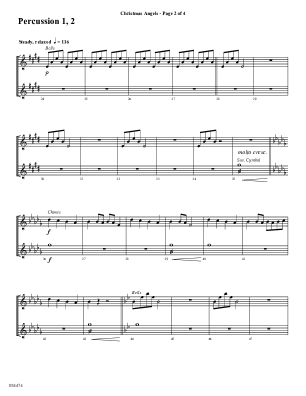 Christmas Angels (Choral Anthem SATB) Percussion 1/2 (Word Music Choral / Arr. David Clydesdale)