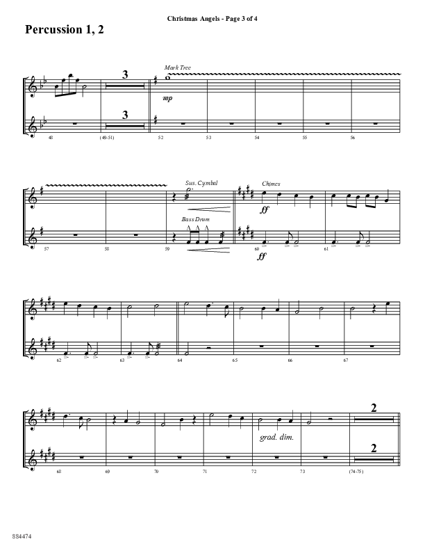 Christmas Angels (Choral Anthem SATB) Percussion 1/2 (Word Music Choral / Arr. David Clydesdale)