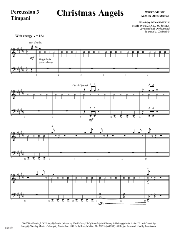 Christmas Angels (Choral Anthem SATB) Percussion (Word Music Choral / Arr. David Clydesdale)