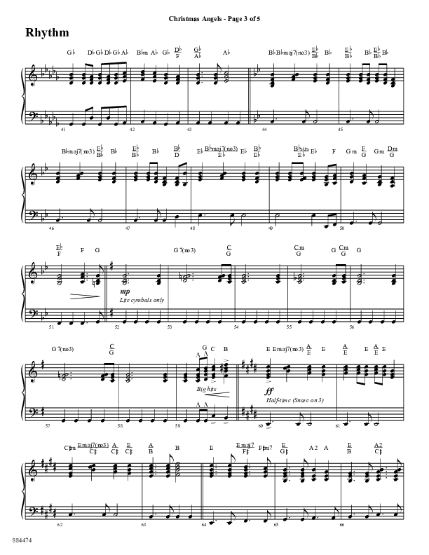 Christmas Angels (Choral Anthem SATB) Rhythm Chart (Word Music Choral / Arr. David Clydesdale)