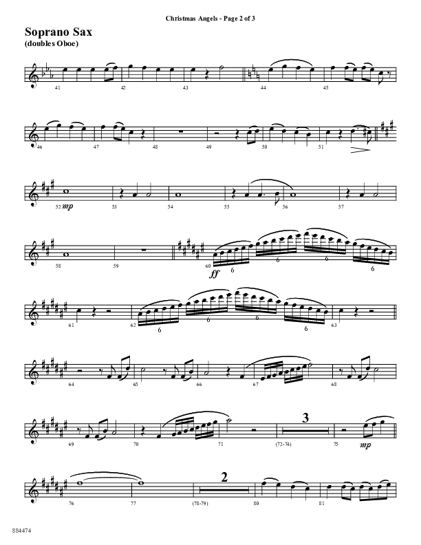 Christmas Angels (Choral Anthem SATB) Soprano Sax (Word Music Choral / Arr. David Clydesdale)