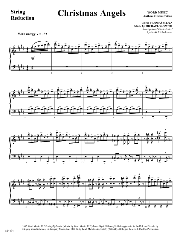 Christmas Angels (Choral Anthem SATB) Synth Strings (Word Music Choral / Arr. David Clydesdale)