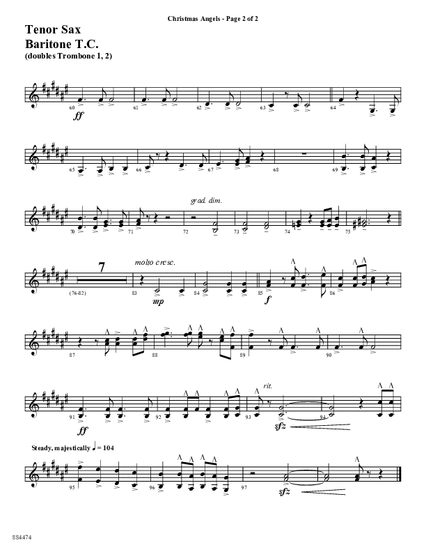 Christmas Angels (Choral Anthem SATB) Tenor Sax/Baritone T.C. (Word Music Choral / Arr. David Clydesdale)