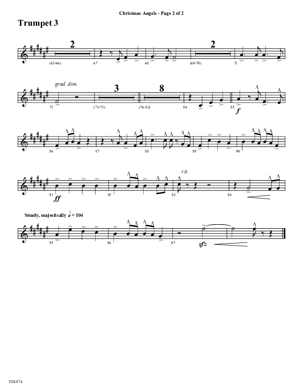 Christmas Angels (Choral Anthem SATB) Trumpet 3 (Word Music Choral / Arr. David Clydesdale)