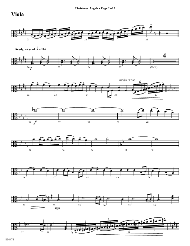 Christmas Angels (Choral Anthem SATB) Viola (Word Music Choral / Arr. David Clydesdale)