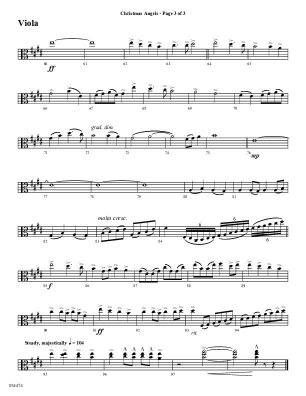 Christmas Angels (Choral Anthem SATB) Viola (Word Music Choral / Arr. David Clydesdale)