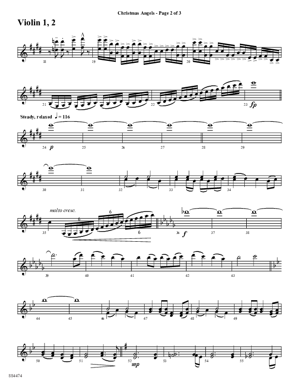 Christmas Angels (Choral Anthem SATB) Violin 1/2 (Word Music Choral / Arr. David Clydesdale)