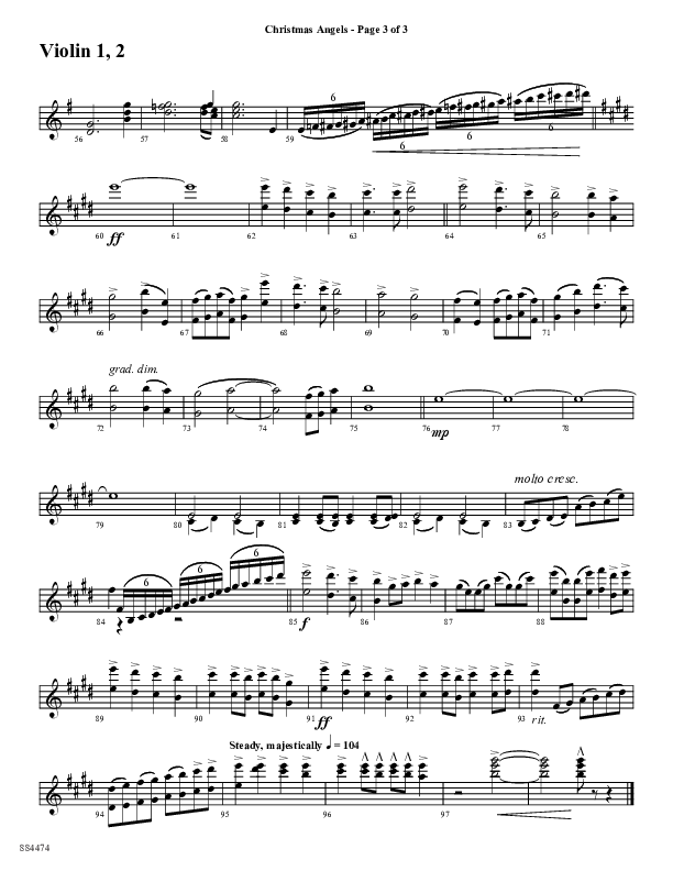 Christmas Angels (Choral Anthem SATB) Violin 1/2 (Word Music Choral / Arr. David Clydesdale)