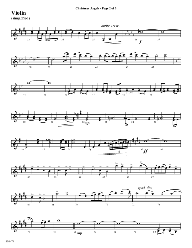 Christmas Angels (Choral Anthem SATB) Violins (Word Music Choral / Arr. David Clydesdale)