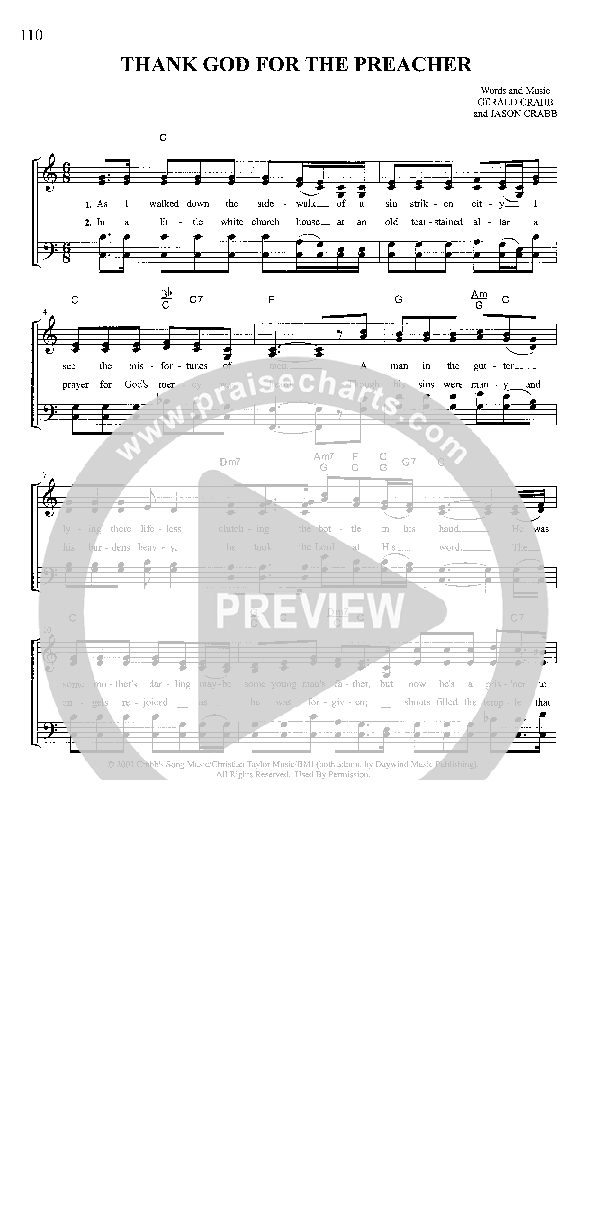 Thank God For The Preacher Lead Sheet (Mike Bowling)